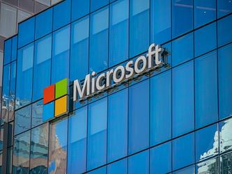 Microsoft logo on building